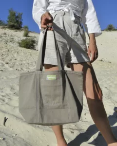 Maxi cabas taupe upcyclé