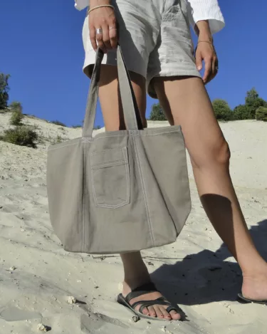 Maxi cabas taupe upcyclé