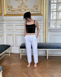 Pantalon cargo blanc upcyclé - femme