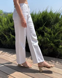 Pantalon cargo blanc upcyclé - femme