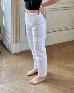 Pantalon cargo blanc upcyclé - femme