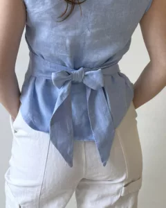 Dos cowl neck top à noeud upcyclé